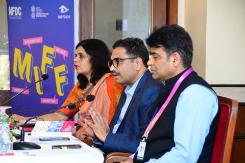 The Secretary, Ministry of Information and Broadcasting, Shri Sanjay Jaju interacting the media during a press conference organized on the 18th edition of Mumbai International Film Festival (MIFF - 2024) at Mumbai, in Maharashtra on June 14, 2024.