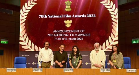 The Joint Secretary (Films), Ministry of Information and Broadcasting, Ms. Vrunda Manohar Desai chaired a press conference on Announcement of 70th National Film Awards for The Year 2022 at National Media Centre, in New Delhi on August 16, 2024.