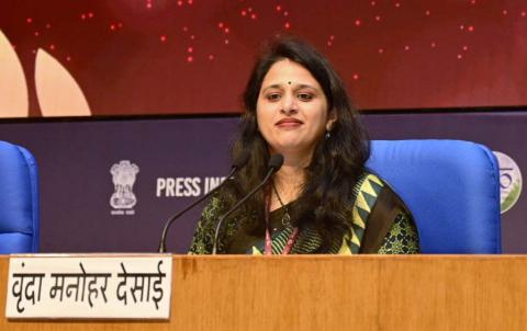 The Joint Secretary (Films), Ministry of Information and Broadcasting, Ms. Vrunda Manohar Desai chaired a press conference on Announcement of 70th National Film Awards for The Year 2022 at National Media Centre, in New Delhi on August 16, 2024.