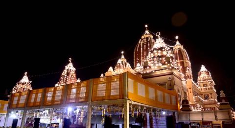 Glimpses of the Laxmi Narayan Temple (Birla Mandir) on the auspicious occasion of Shri Krishna Janmashtami, in New Delhi on August 26, 2024.